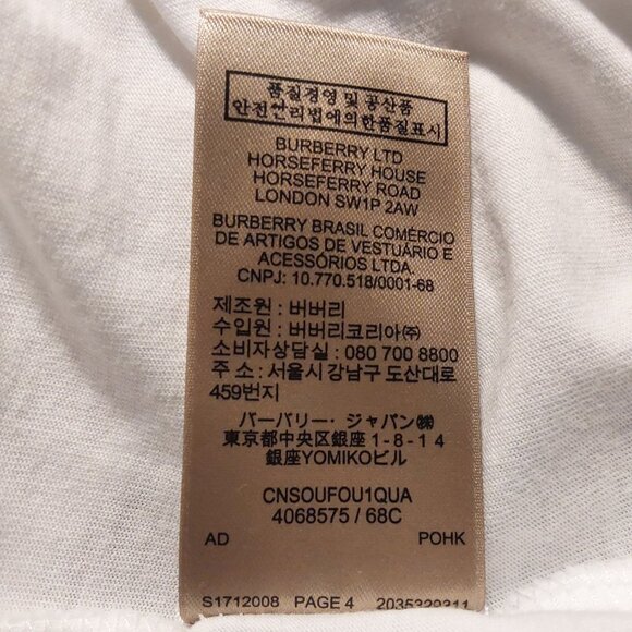 Burberry Men's White Cotton T-Shirt Excellent Condition - XL - Picture 8 of 8